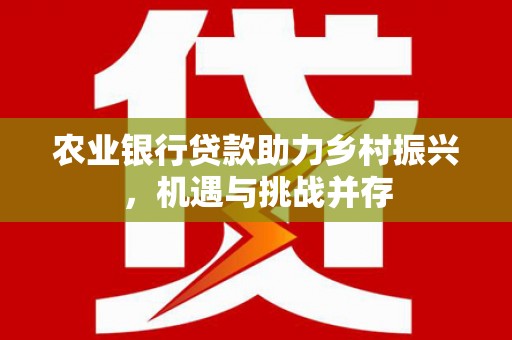 定西农业银行贷款助力乡村振兴，机遇与挑战并存
