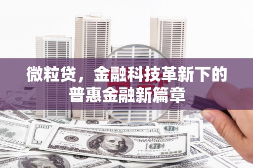 定西微粒贷，金融科技革新下的普惠金融新篇章