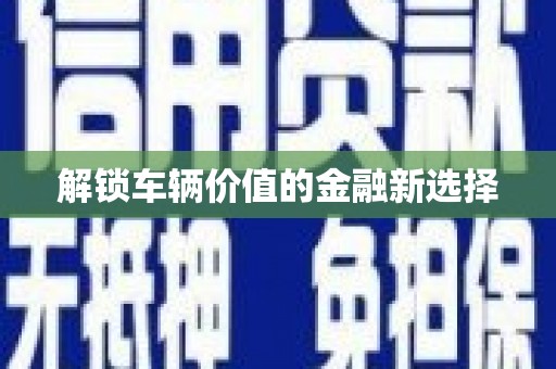 定西解锁车辆价值的金融新选择