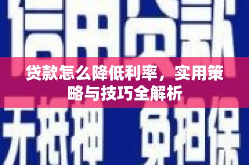 定西贷款怎么降低利率，实用策略与技巧全解析